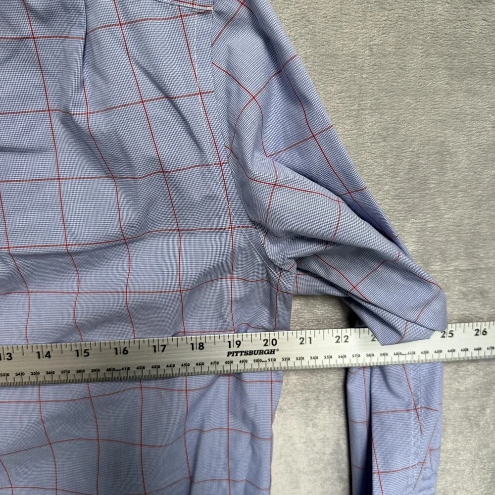 Banana Republic Dress Shirt‎ Mens 14-14.5 Blue Check Non Iron Classic Fit